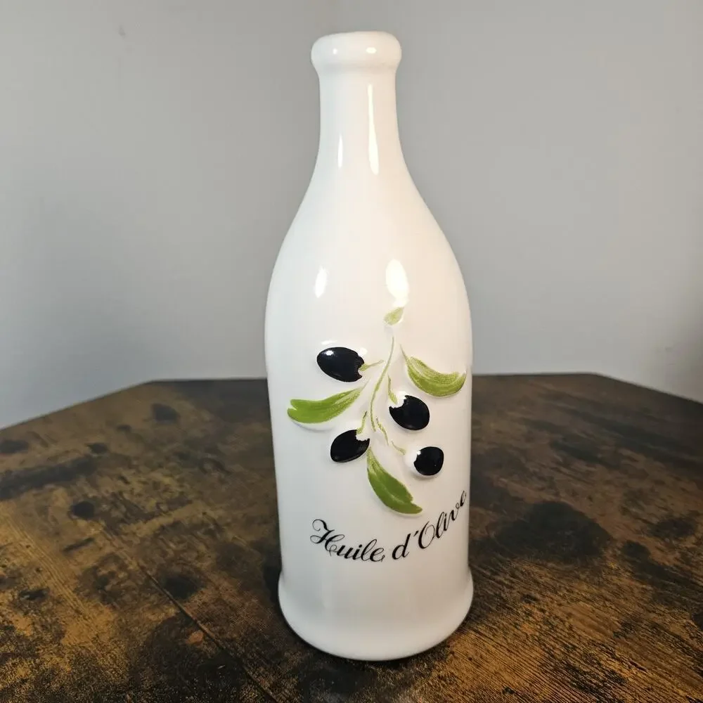 Vintage Revol France Porcelain Olive Oil Cruet Bottle Huile d'Olive Star Mark 7